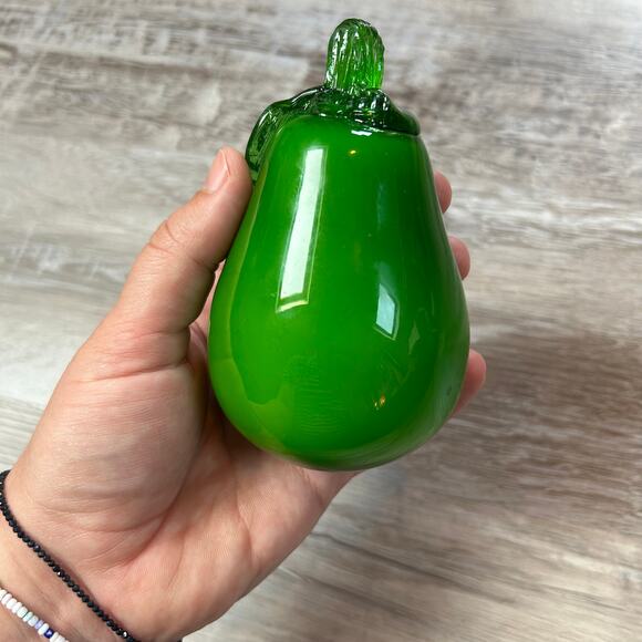 Glass Fruit & Veggie Sculpture Set — Apple Pear Carrot Orange Eggplant Decor - Picture 5 of 16